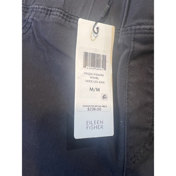 Eileen Fisher Wide Leg Stretch Black Jeans Cropped F9GDD-P4263 Medium NWT $238 - Picture 5 of 11
